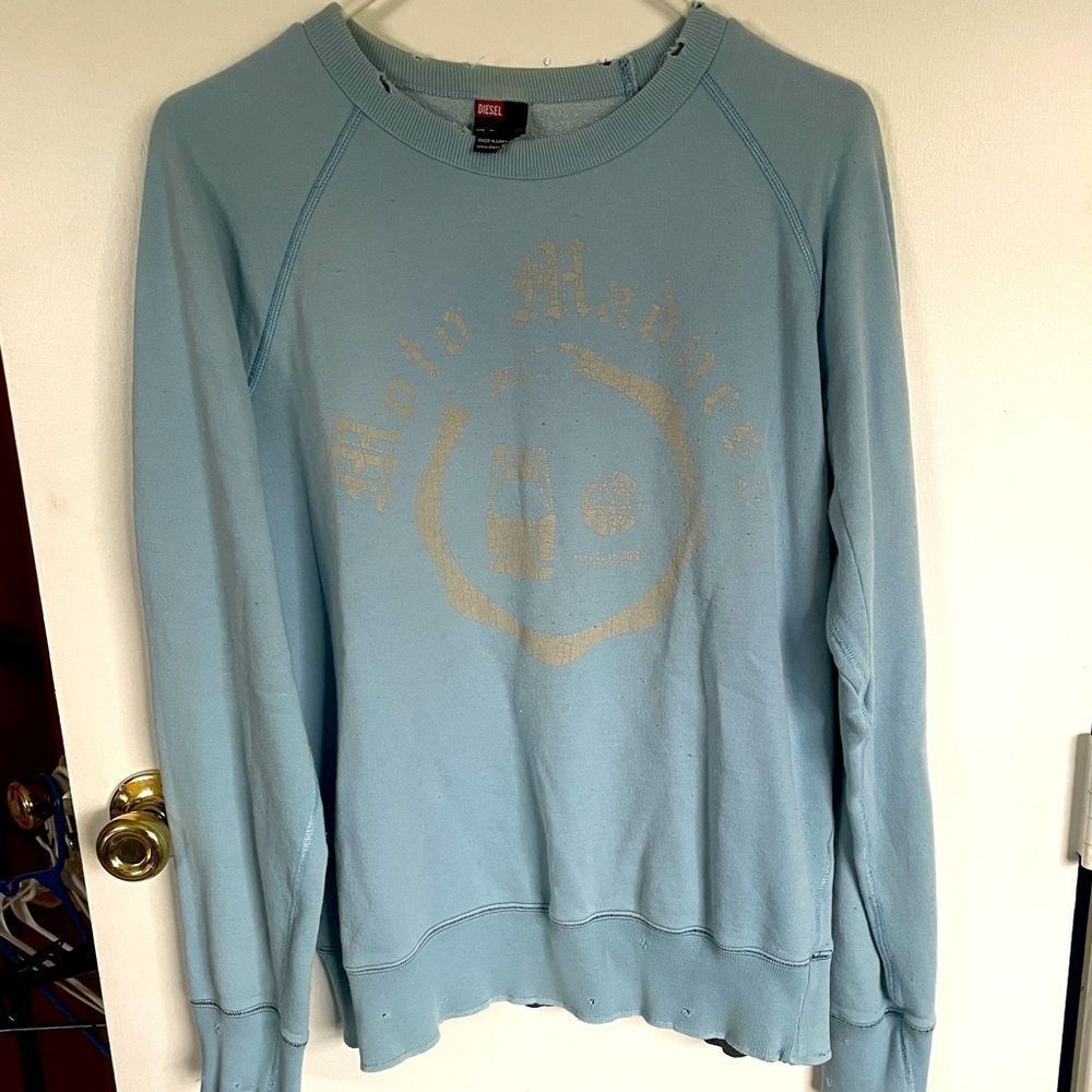 DIESEL - Vintage Y2K - Light Blue Baby Blue - Size Medium Unisex Hoodie✨